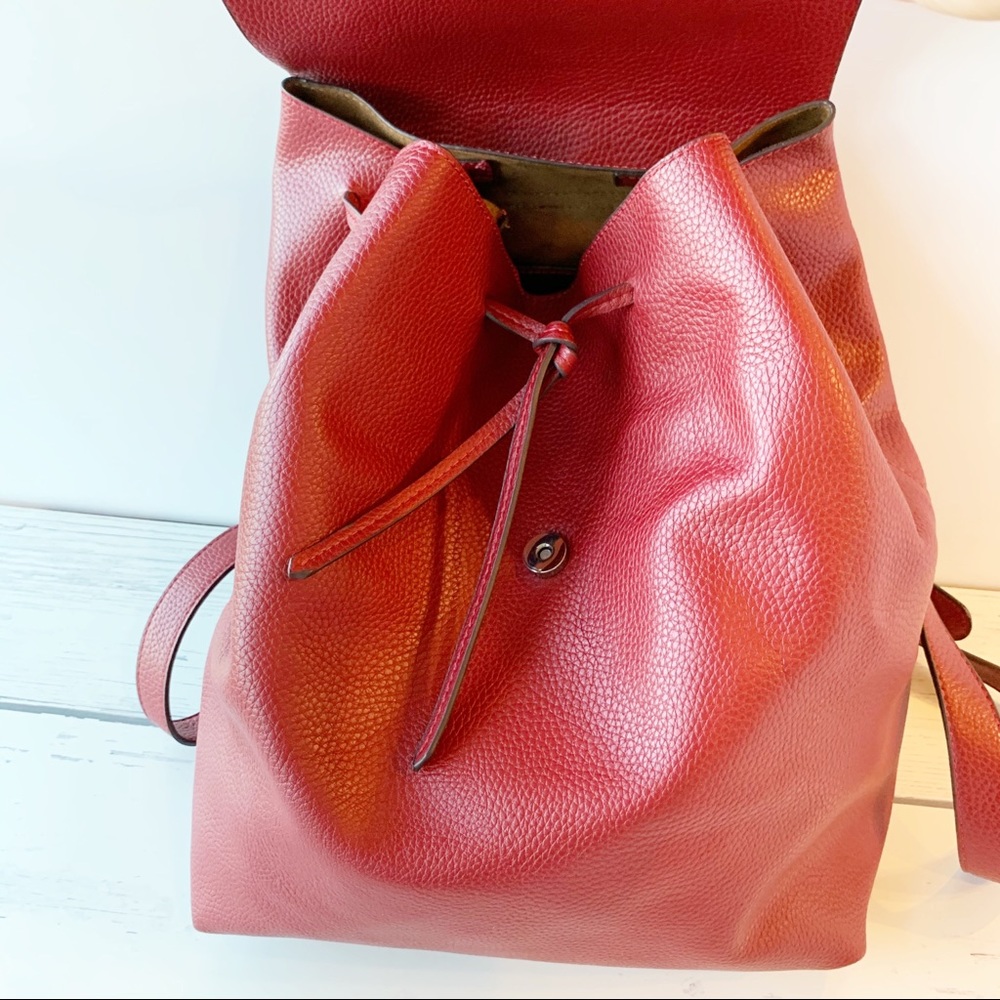 STREET LEVEL by ASOS Red Leather Backpack - Picture 5 of 8